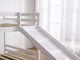 Elevated Cross Guard Rail with Slide Twin Pine Wooden Bed White 41427487
