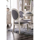 Transitional Antique White and Gray Side Chairs Set of 2 Chairs Dining Room Furniture Padded fabric B01152296