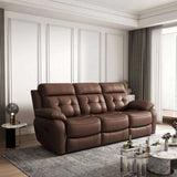 Genuine Leather Non-Power Reclining Sofa with Drop Down Table,Stainless Steel Cupholders and W1896115276