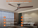 52 Inch Ceiling Fans with Lights Led Remote Control Low Profile Flush Mount for Living Room Bedroom 32111693