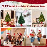 24" Mini Artificial Christmas Tree 71 Branch Tips, 35 Warm White LEDs, Flame-Retardant PVC, Cement 82739287