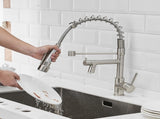 Commercial LED Kitchen Faucet with Pull Down Sprayer, Single Handle Single Lever Kitchen Sink Faucet W1932P172268