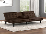 Futon Sofa Bed Contemporary Style Brown Finish Convert Into Bed Biscuit Tufting Seat And Back Seat B2741P363837