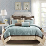 9 Piece Charmeuse Comforter Set Blue Queen B03597003