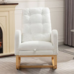 ZUN Accent Rocking Chair with Footrest High Back Rubber Wood Rocking Legs Bedroom Living Space 26.77D X W2231P143508