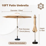 ZUN 10FT Patio Umbrella, Outdoor Table Umbrella with Push Button Tilt and Crank, UV Protection W1859P195942