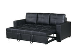 CONVERTIBLE SOFA in Black Faux Leather B089127407