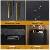 Double Door 6-Layer Shoe Cabinet with High Foot LED Lights Particle Board 80*38*90cm Black 83568642