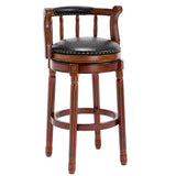 Seat height 29.5'' Cow top Leather Wooden Bar Stools, 360 Degree Swivel Bar Height Chair with Backs W2195P268322