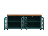 Elegant European Antique Style 4-Door Cabinet with Tempered Glass Doors,for Dining Room,Living W757P232700