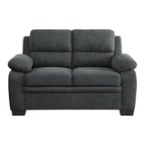 Comfortable Plush Seating Loveseat 1pc Dark Gray Textured Fabric Channel Tufting Solid Wood Frame B011122283