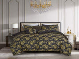 Black & Yellow King Size 7-Piece Comforter Set Dubh Floral Bedding Collection 54659086