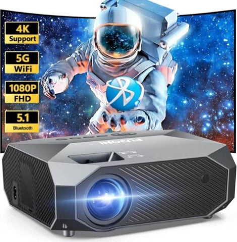 Projector with 5G WiFi and Bluetooth, Native 1080P Portable Outdoor Video Projector 4K Supported, 31468217