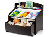 Dark Brown Multifunctional Kids Storage Cabinet with Large Capacity Toy Box and Display Shelf, Safe 88739815