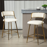 (SET of 2) 26'' Counter height bar stools Corduroy kitchen island counter bar stool with back,golden W2215P195291