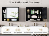 2 in 1 Mirrored Bathroom Wall Cabinet, Space-Saving Medicine Cabinet with Hidden Storage & Shelves 16479845