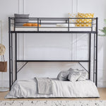 ZUN Twin Size Metal Loft Bed with Safety Guardrails & 2 Built-in Ladders, Loft Bunk Bed Frame for Teens 06576360