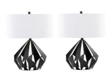 me Tri 28" Contemporary Metal Table Lamp in Matte Black Metal with White Linen Shade from Grandview B202P224044