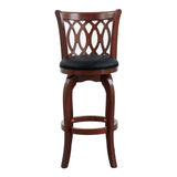 Comfortable Swivel Pub Height Chair 1pc Design Back Dark Cherry Finish Faux Leather Upholstery Solid B011P238917