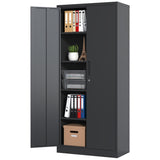 ZUN 72"H Metal Garage Storage Cabinet, Black Tool Steel Locking Cabinet with Doors and 4 Shelves, Tall 74034896