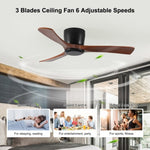 ZUN 42 Inch Ceiling Fan no light with Remote Control, Low Profile Flush Mount Ceiling Fan without W2352P221669