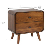 Dark Walnut 2-drawer Nightstand B062P145475