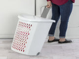 (2 pack) Wheeled Hamper, Plastic Laundry Hamper with Handle and Wheels for Easy Transport, White 94362200