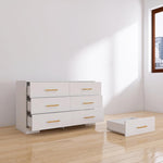 ZUN White color Large 6 drawers chest of drawer dressers table with golden handle 41481114