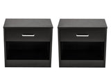 2pcs Night Stands with Drawer Black 55876519