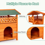 ZUN 2-Story Wooden Feral Cat House Outdoor Indoor Kitty Houses with Door & Stairs & Weatherproof Roof, 60939221