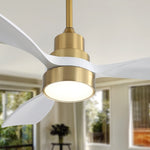 ZUN 48 Inch Wood Ceiling Fan With 3 Solid Wood Blades Remote Control Reversible DC Motor For Living Room W882P195902