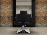 PVC Leather Cover Galvanized Square Plate With Footrest Reclining Barber Chair 300lbs Black HZ8897B 70318584