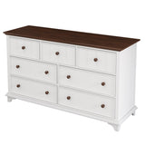 Wooden Captain Seven-Drawer Dresser for Bedroom, Living Room, Kids' Room, WhiteWalnut WF317050AAK