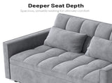 Corduroy Double Sleeper Sofa With Pull-Out Bed, 2 Pillows & Side Storage Pocket 03564076