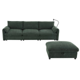 96.5'' Chenille Sectional Sofa with Storage Ottoman and Pockets,Adjustable Phone Holder,Wide,4 62355907