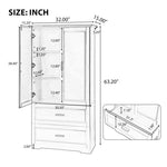 ZUN Tall Bathroom Storage Cabinet, Cabinet with Two Doors and Drawers, Adjustable Shelf, MDF Board, N725P172882B