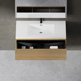 36'' Floating Bathroom Vanity Sink Combo, Modern Wall-Mounted Striped Bathroom Storage Cabinet W1573P265197