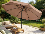 Brown 10ft Scalloped Patio Umbrella with PushButton Tilt, Vented Outdoor Market Parasol with Crank 60246374