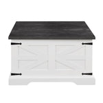 ZUN Farmhouse Coffee Table, Square Wood Center Table with Large Hidden Storage Compartment for Living W2275P148553