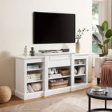 Media Console Table with Large Storage Cabinet, Modern TV Media Entertaionment Stand, White, W1758P252336