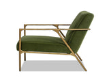 Aerin 24.5" Hammered Brass Upholstered Accent Arm Chair, Olive Green Performance Velvet B2719P238266