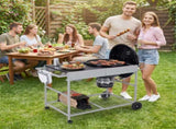 Outdoor Grill Cart for 18-22 Inch Kettle Grills, Metal BBQ Stand with Lid Holder & Storage Rack 76162891