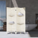 ZUN Room Divider with Shelves, 4 Panel White Room Divider, Room Dividers and Folding Privacy Screens, 19192899