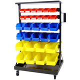 6-Tier Dual-Sided Rolling Bin Rack , 350 Pound Capacity, Includes 60 Organizer Bins, with Tray and W465P202988