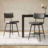 26''Retro Swivel Counter Stools Set of 2,Grey Counter Stools with iron Frame,PU Sponge N780P199991G
