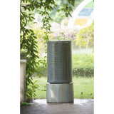 ZUN 44" Tall Large Modern Cylinder Ribbed Tower Water Fountain, Contemporary Antique Finish Outdoor Bird W2078P180674