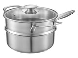2-in-1 Stainless Steel Saucepan with Steamer 2.5QT Tri-Ply Bottom Induction Compatible Dishwasher 92420298