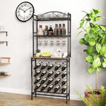 ZUN Industrial Wine Rack Bar Table, 3-Tier Liquor Bottle Glass Holder with Storage Shelves, Metal W2167P202388