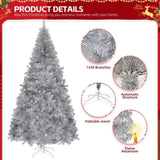8 FT Artificial Christmas Tree, Unlit Hinged Christmas Pine Tree with 1350 Branch Tips and Sturdy 66258165
