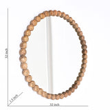 Decorative Round Hanging Wall Mirror with Natural Wooden Bead Design Frame, 32" B346P353979